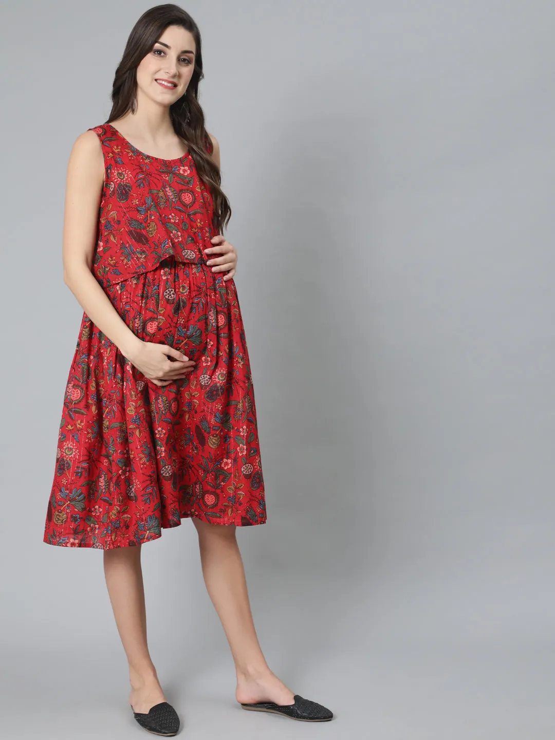 Red Floral Print Dress