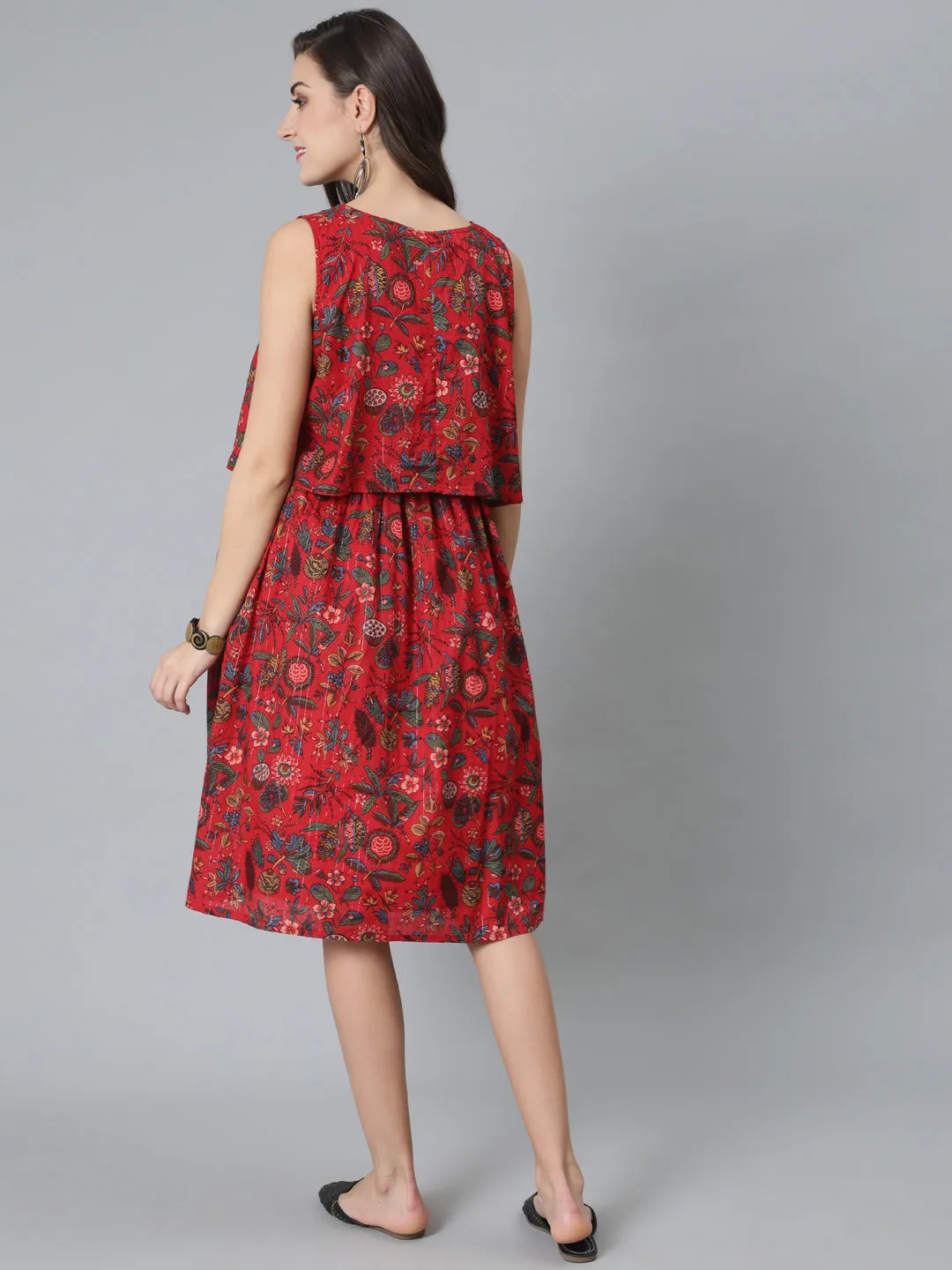 Red Floral Print Dress