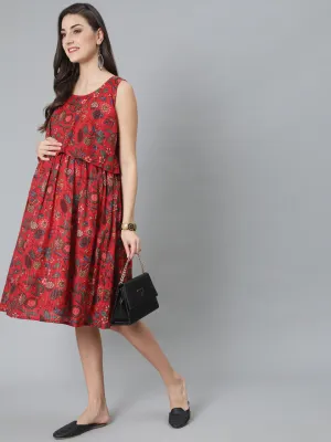 Red Floral Print Dress