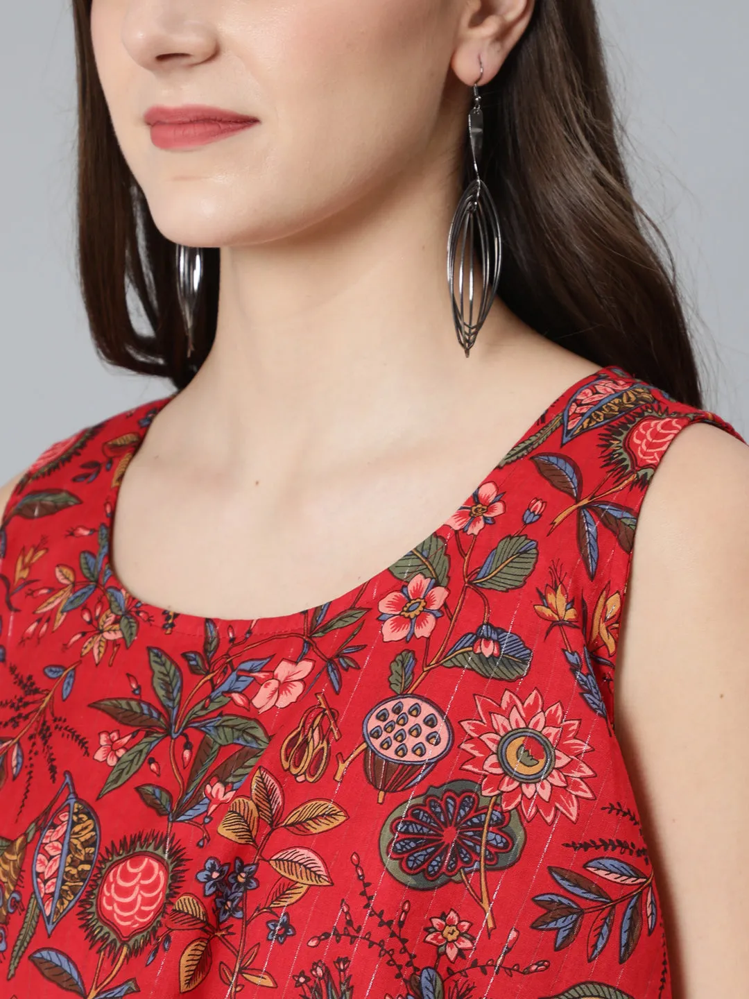 Red Floral Print Dress