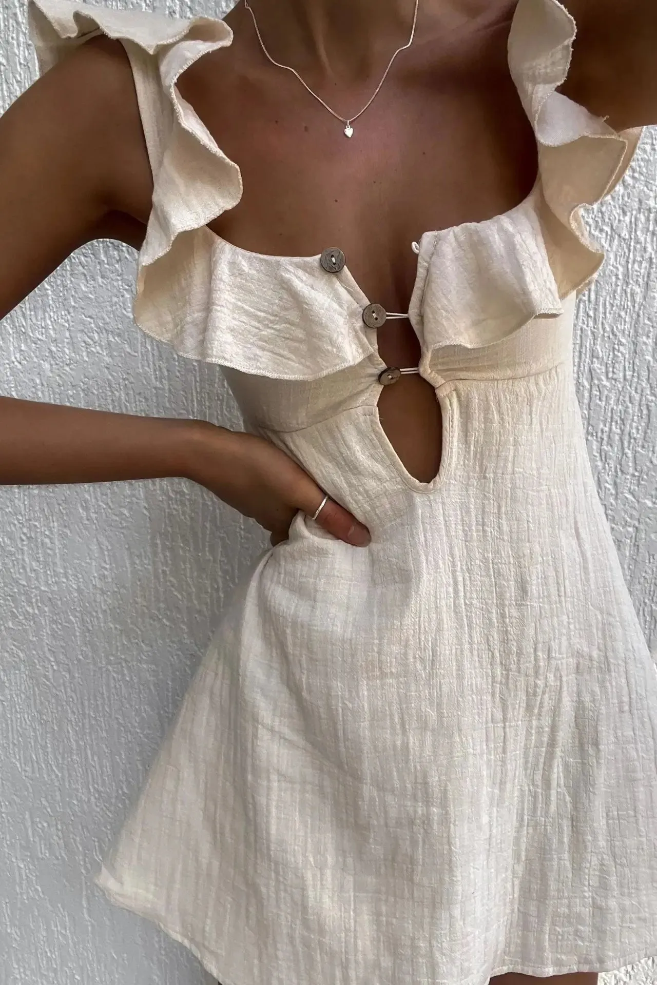 Retro Mini Beach Dress Fashion Sexy Ruffled Strap Dress Short Dress Vestidos