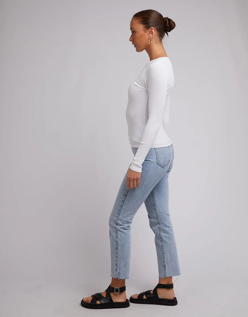 Rib Long Sleeve White