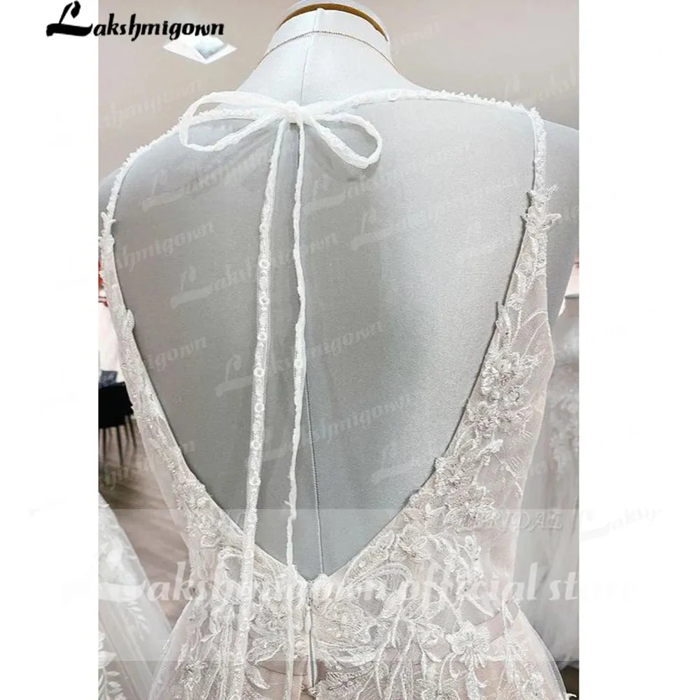 Robes de Mariage Boho Chic Wedding Dress V Neck Lace Tulle Bohomian Beach Bridal Gowns vestido
