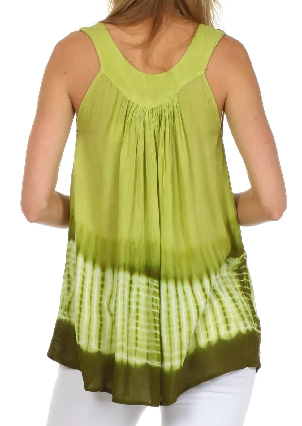 Sakkas Ombre Tie Dye Gauzy Crepe Sleeveless Relaxed Fit Top / Blouse