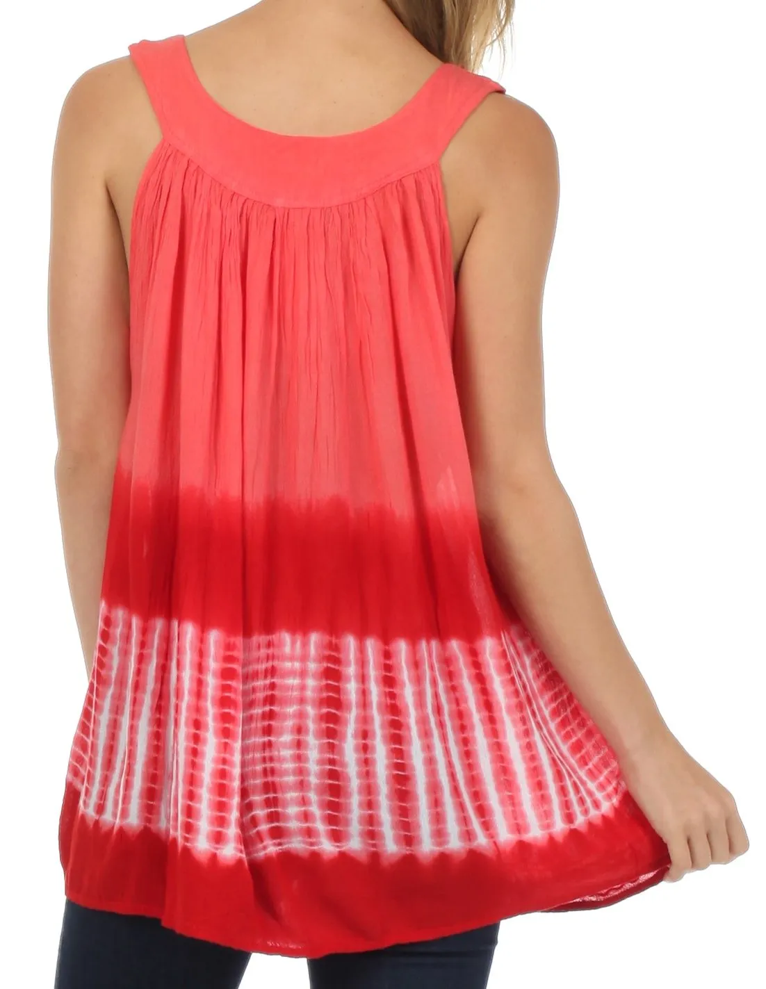 Sakkas Ombre Tie Dye Gauzy Crepe Sleeveless Relaxed Fit Top / Blouse
