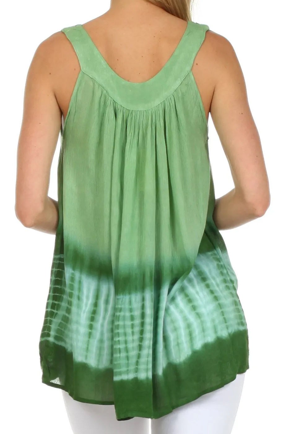Sakkas Ombre Tie Dye Gauzy Crepe Sleeveless Relaxed Fit Top / Blouse