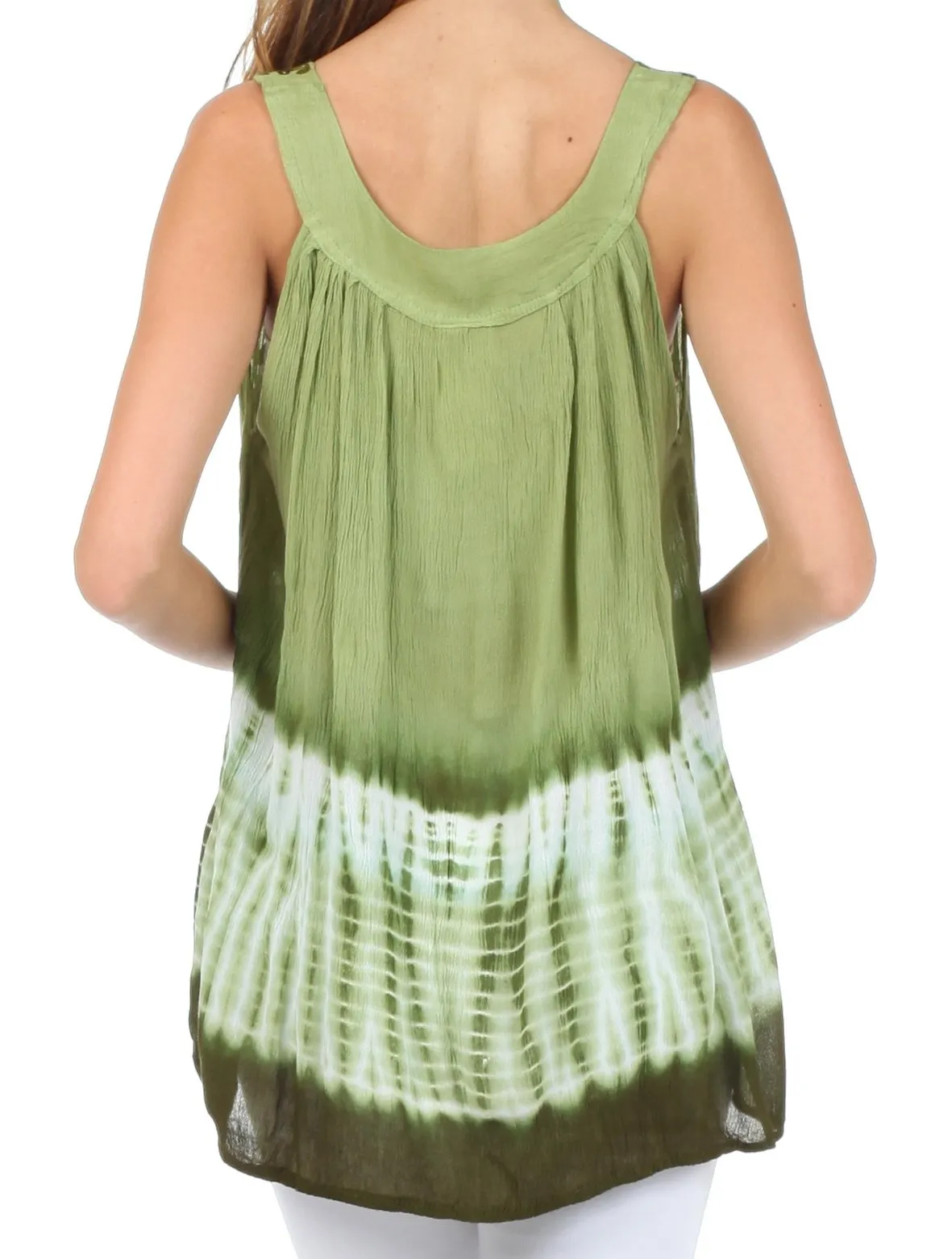 Sakkas Ombre Tie Dye Gauzy Crepe Sleeveless Relaxed Fit Top / Blouse