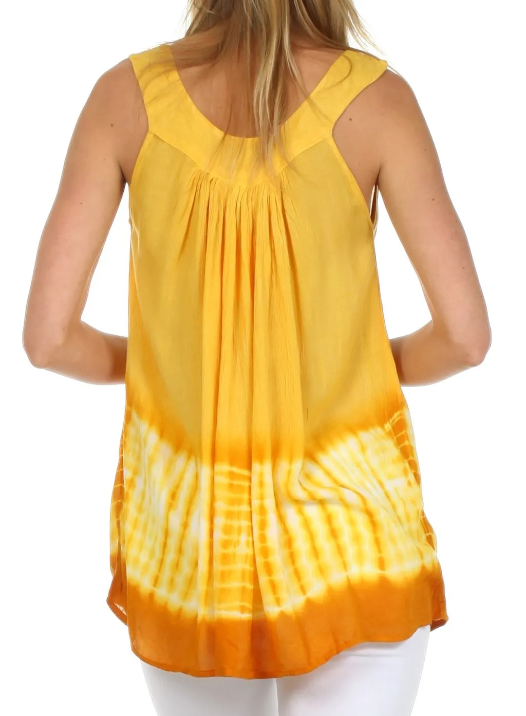 Sakkas Ombre Tie Dye Gauzy Crepe Sleeveless Relaxed Fit Top / Blouse