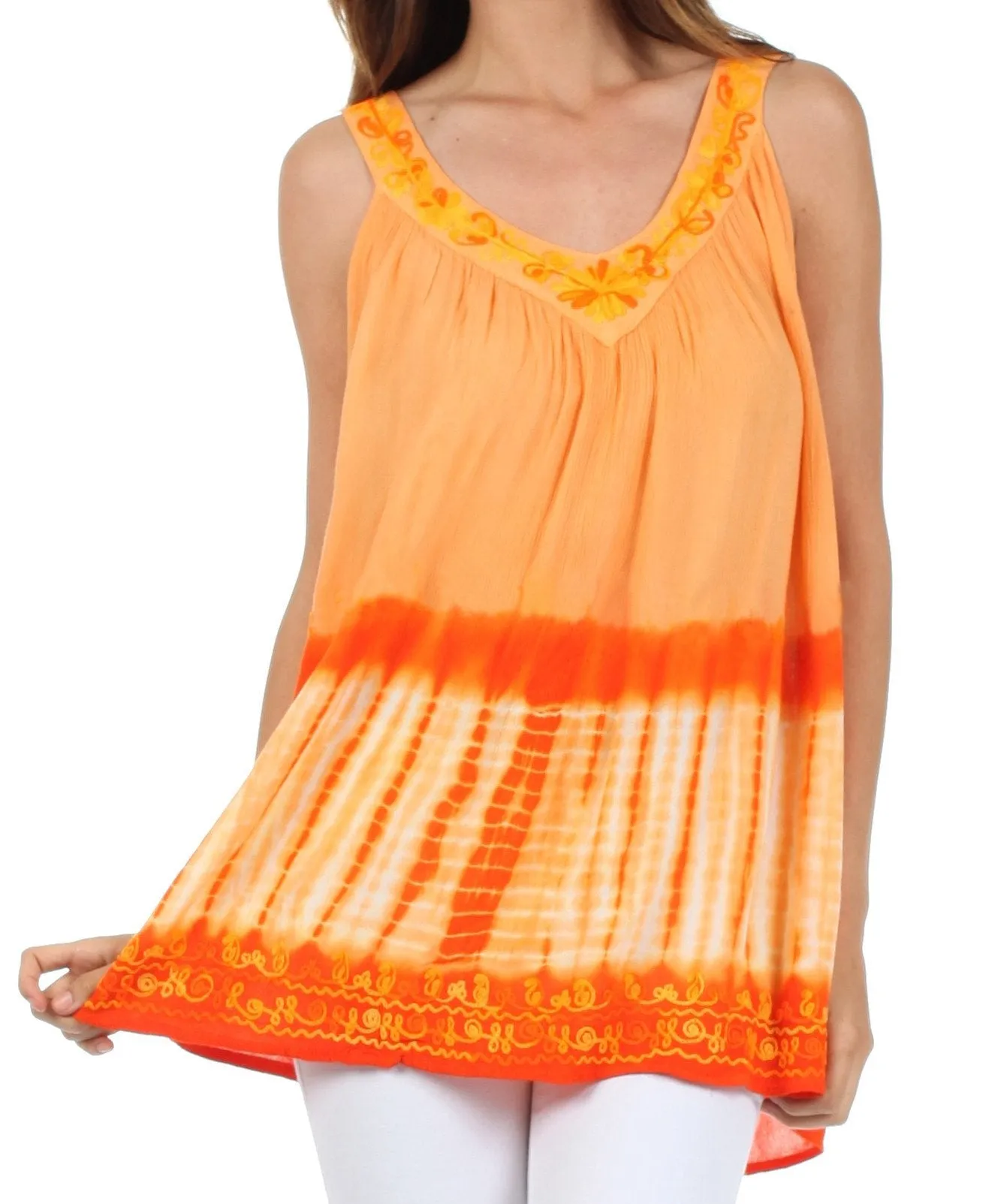 Sakkas Ombre Tie Dye Gauzy Crepe Sleeveless Relaxed Fit Top / Blouse