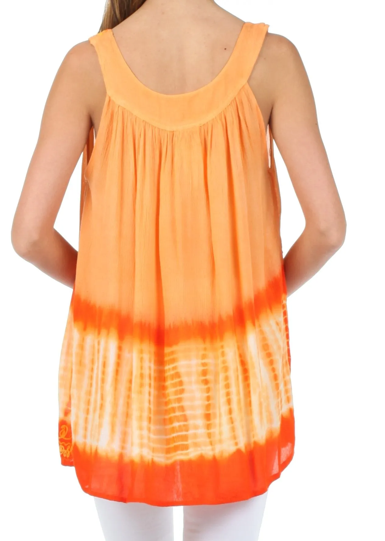 Sakkas Ombre Tie Dye Gauzy Crepe Sleeveless Relaxed Fit Top / Blouse