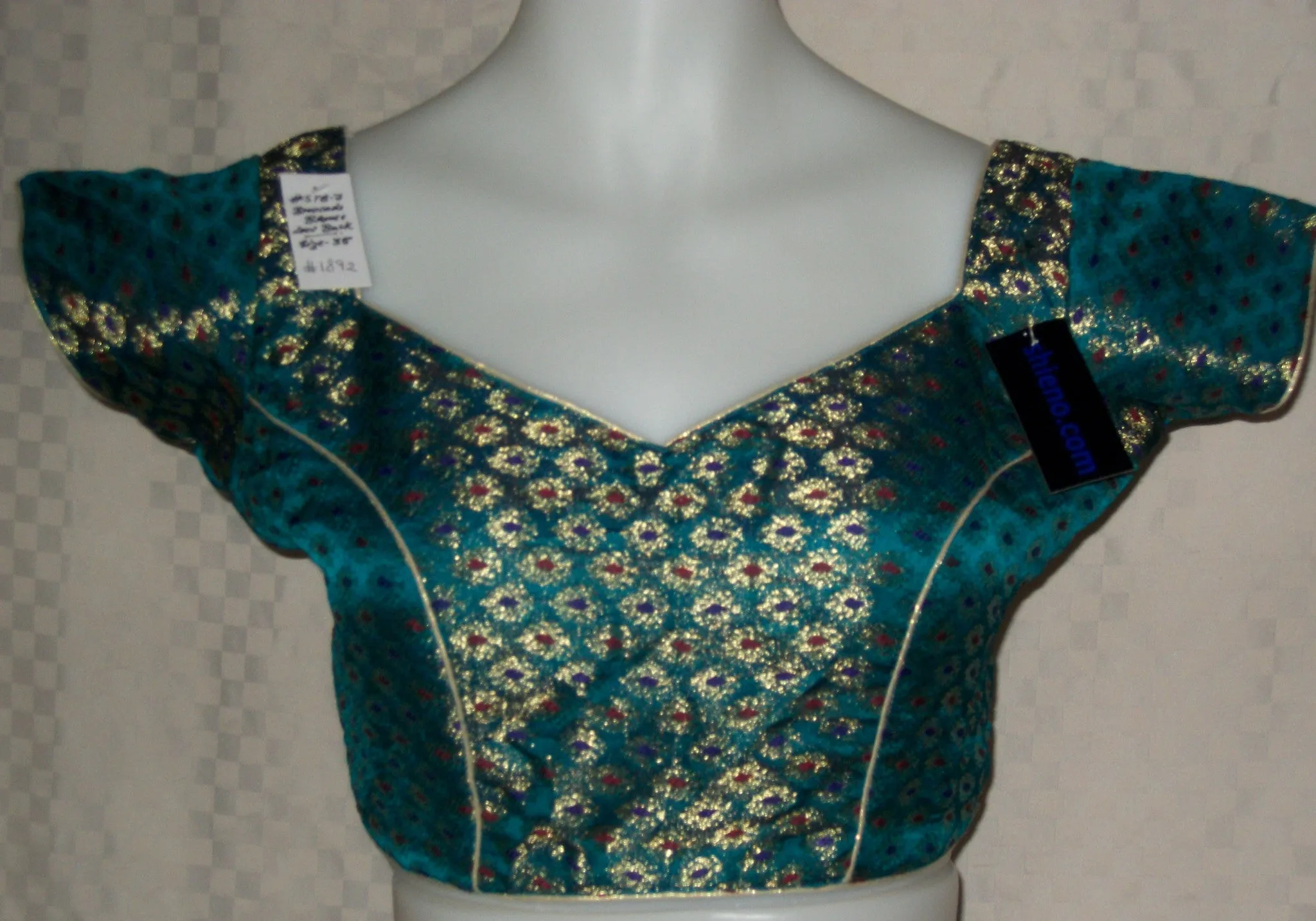 Saree Blouse 1893 Green Brocade Small Shieno Sarees