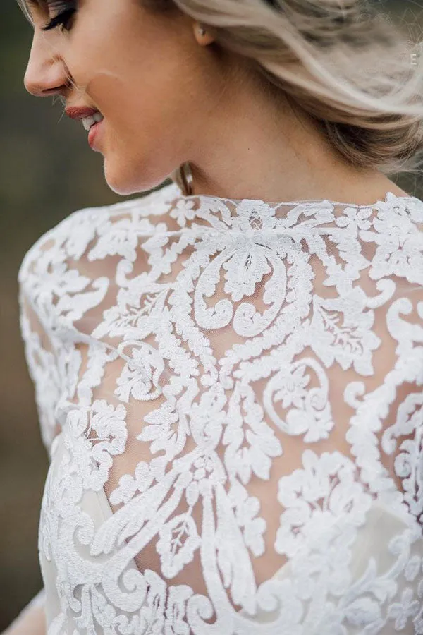 See Through Long Sleeve Boho Wedding Dress Separates Wedding Dress