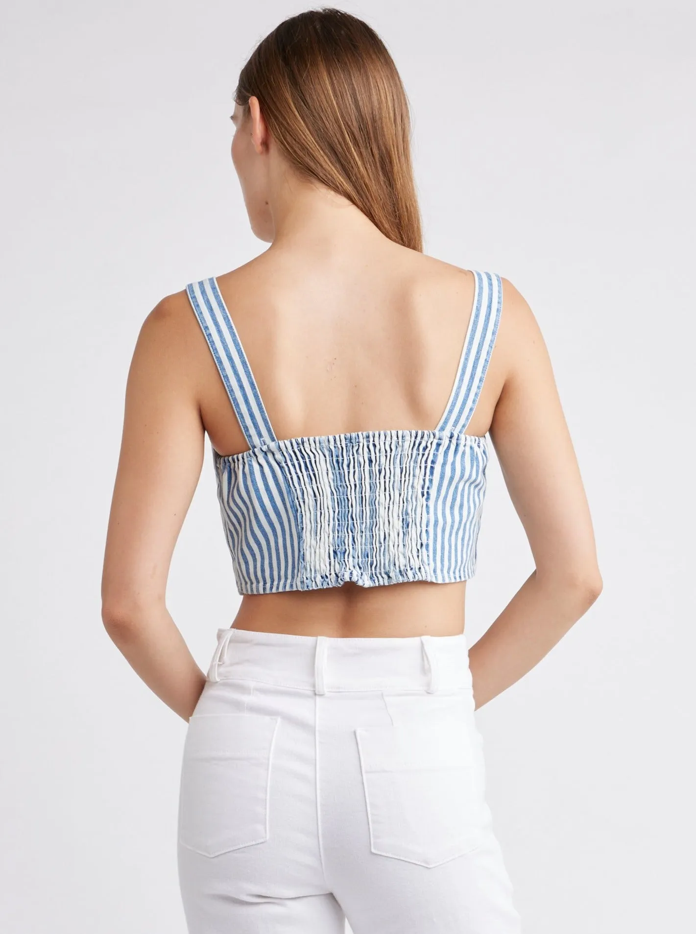 SELF CONTRAST Catalina Denim Crop Tank
