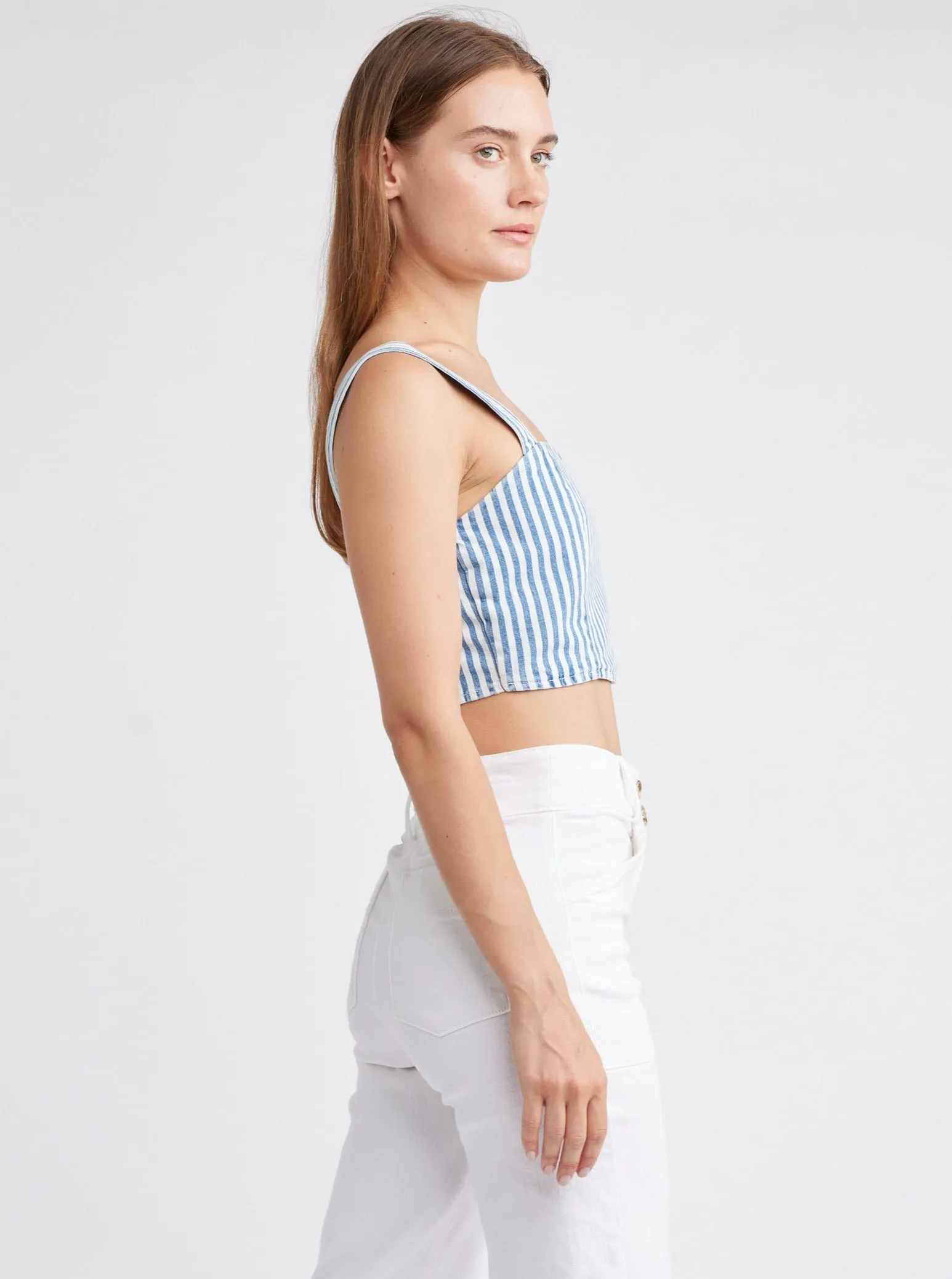 SELF CONTRAST Catalina Denim Crop Tank