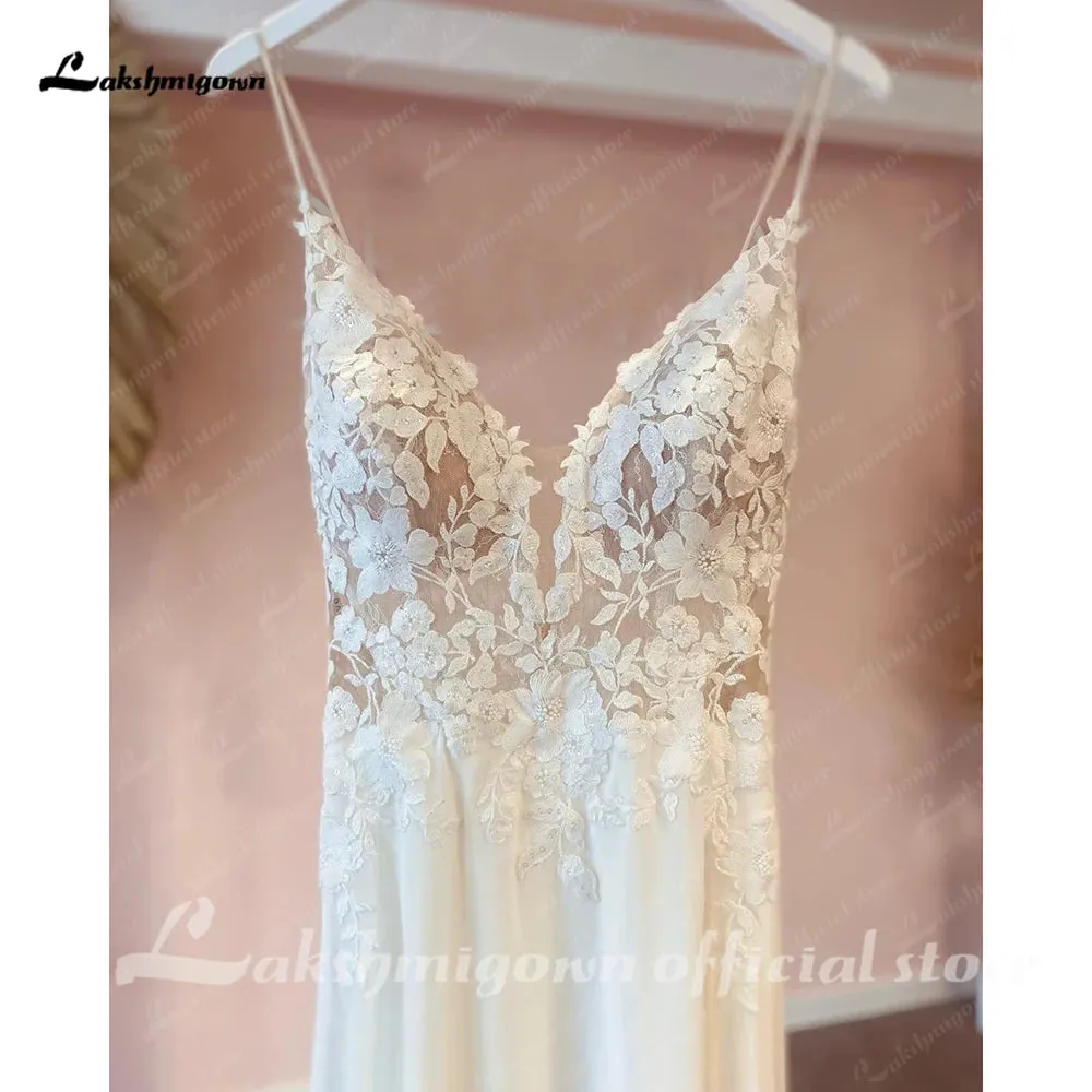 Sexy Beach Wedding Dress 2023 Spaghett Straps Robe Mariee Vintage Lace Appliques Boheme Wedding Dresses Vestidos de Nova