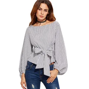 Sheila Bow Tie Striped Blouse