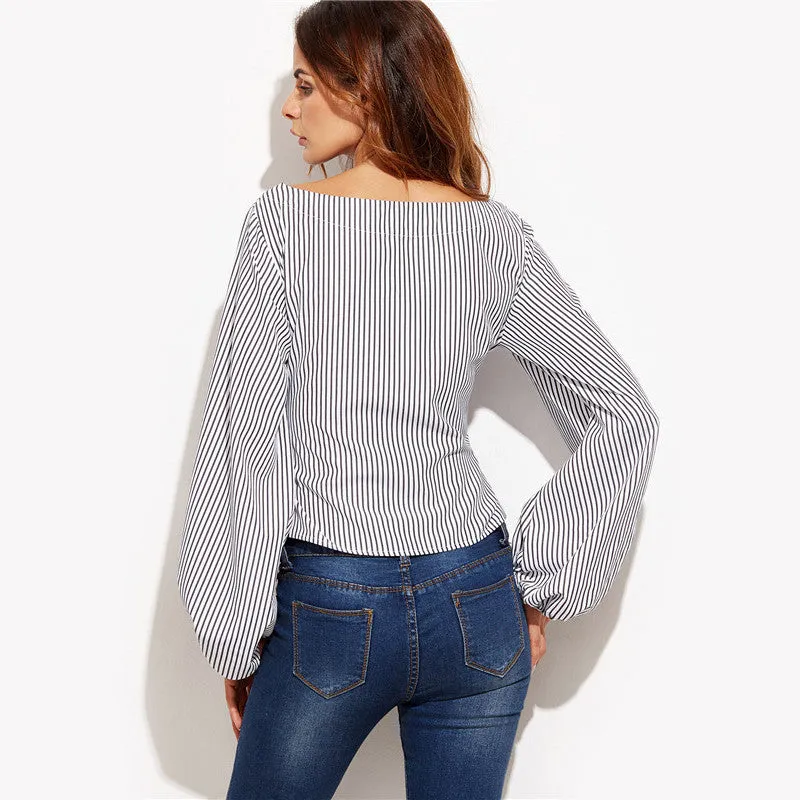 Sheila Bow Tie Striped Blouse