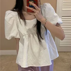 Simple Sweet Basics Korean Style All-Match Blouses