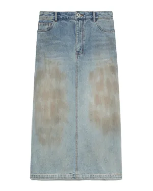 Smudged denim skirt