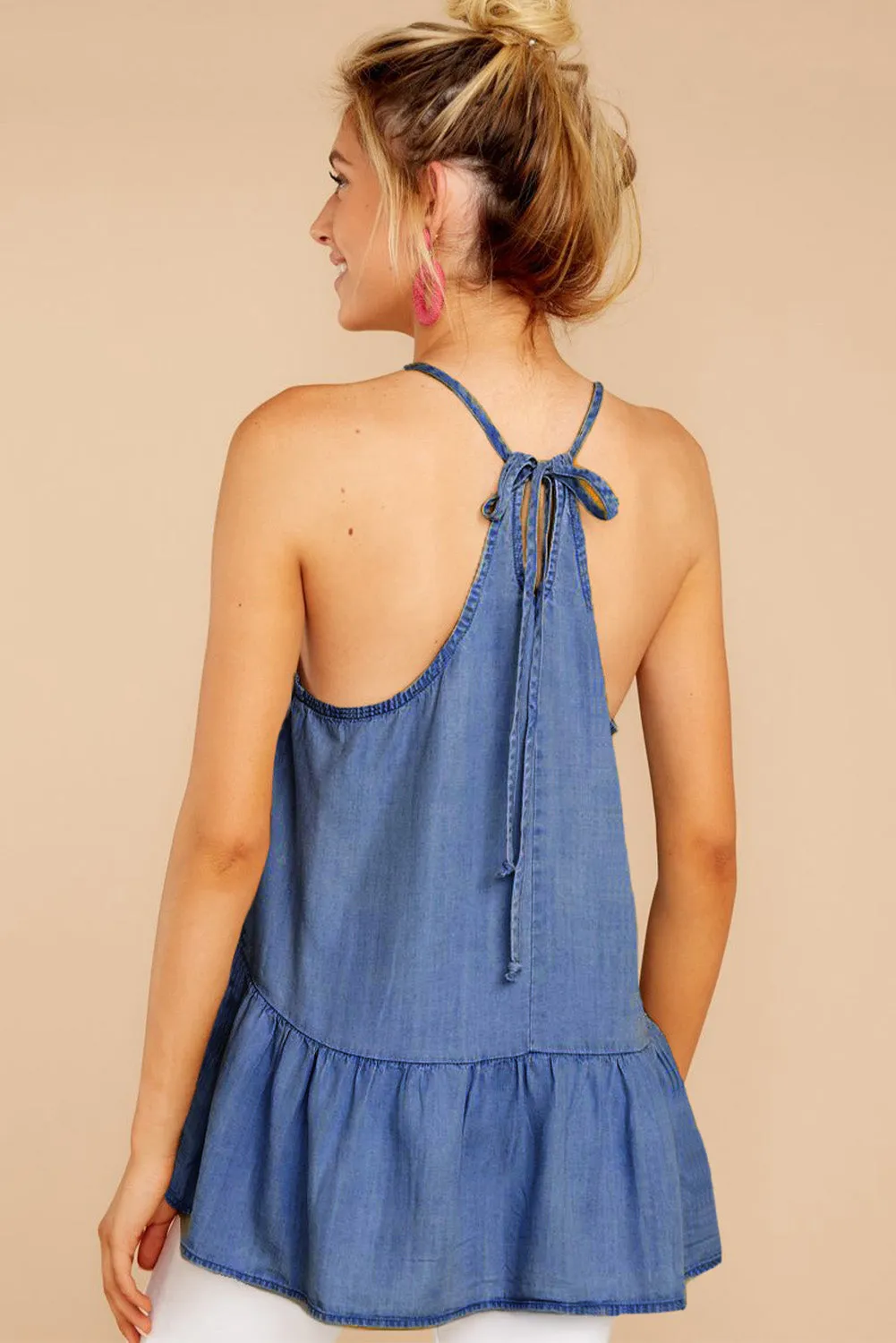Spaghetti Straps Peplum Tank