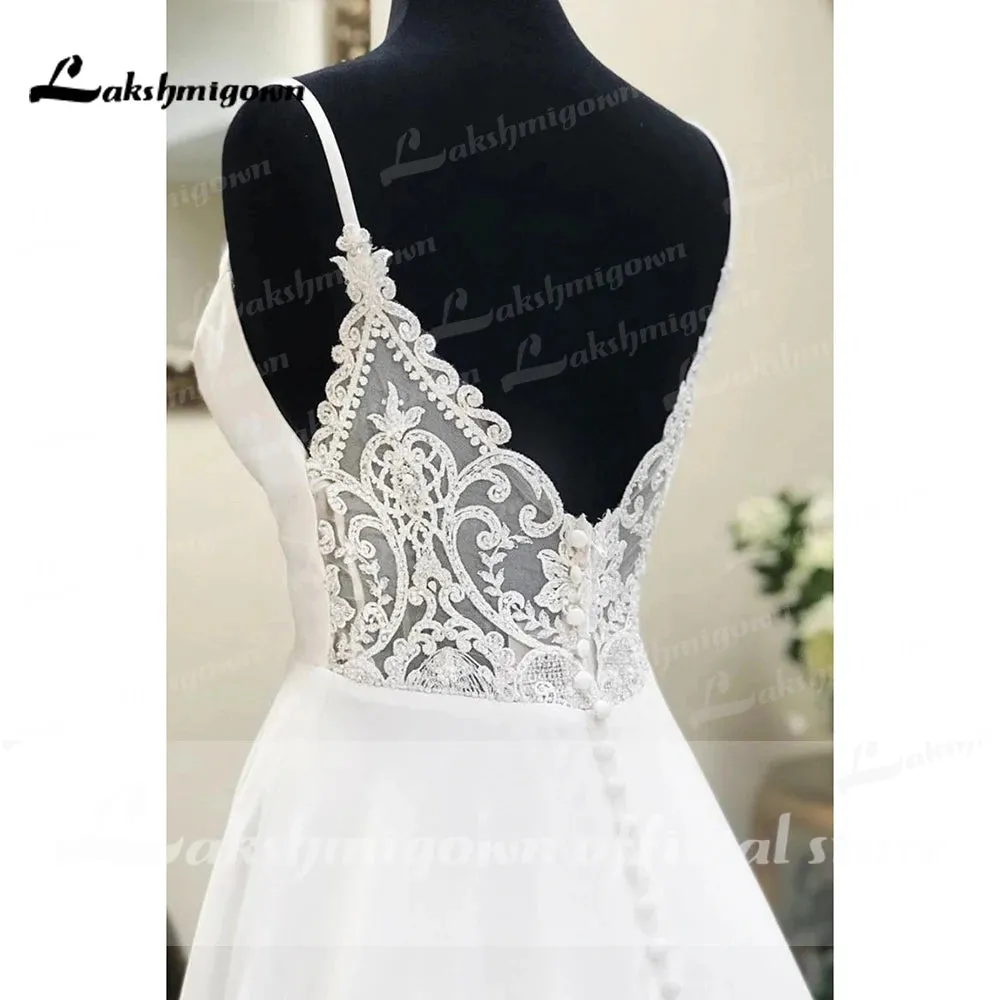 Spaghetti White Sexy Wedding Dress A Line Engagement Dress Boho Wedding Gowns dress princess white Robe de mariee