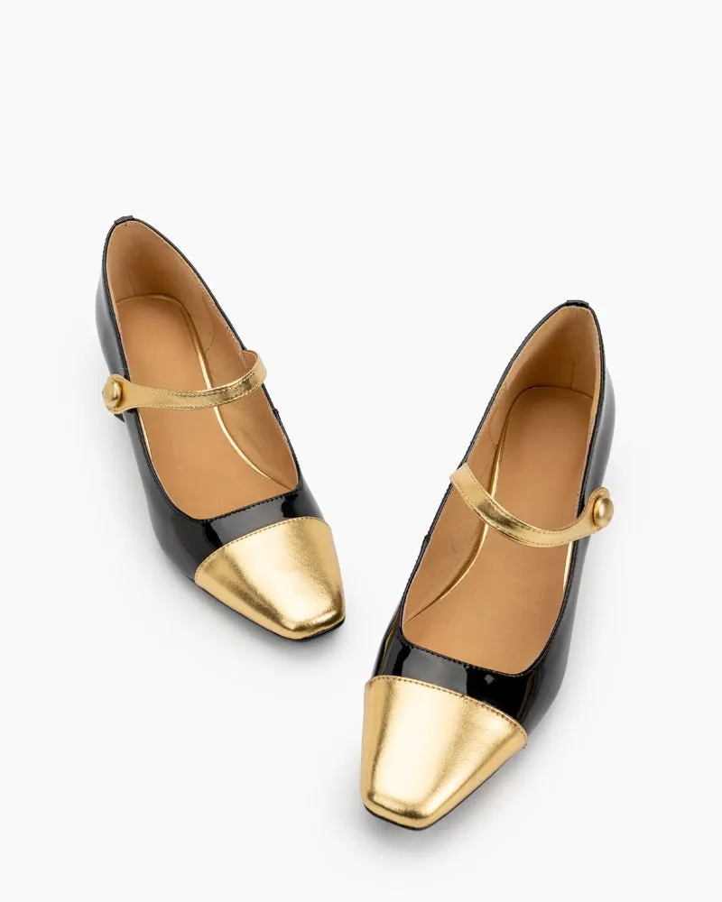 Square Toe Chunky Mid-Heel Mary Jane Dress Pumps