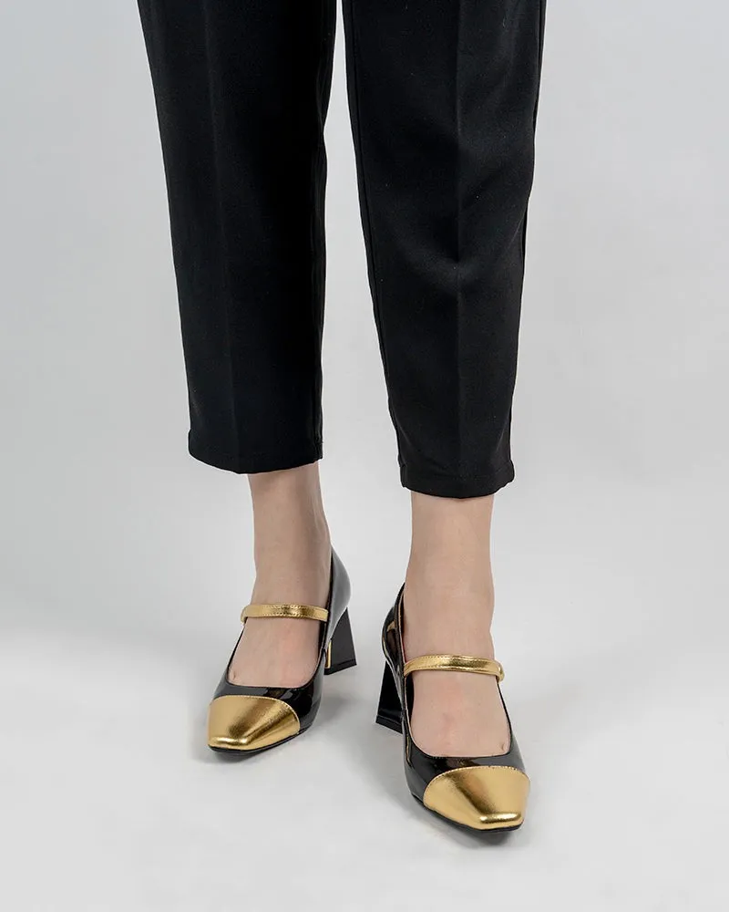 Square Toe Chunky Mid-Heel Mary Jane Dress Pumps