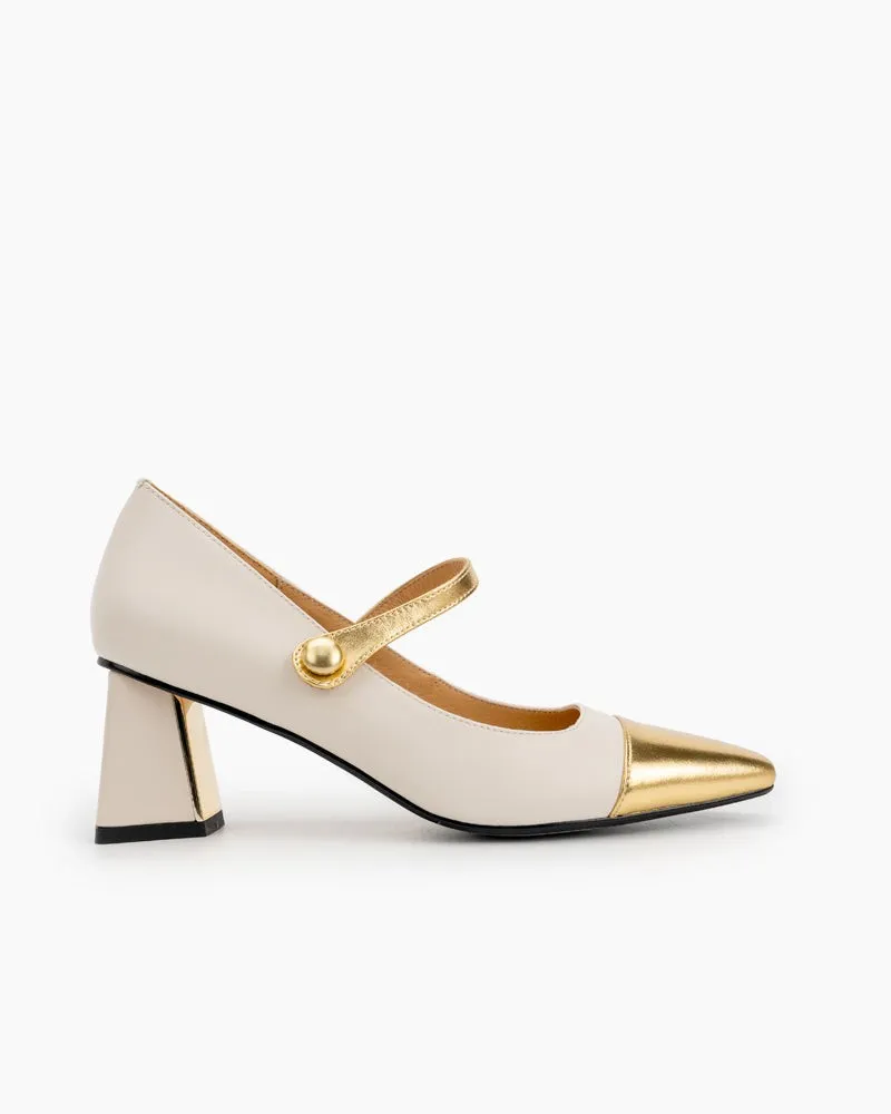 Square Toe Chunky Mid-Heel Mary Jane Dress Pumps