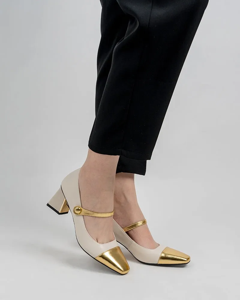 Square Toe Chunky Mid-Heel Mary Jane Dress Pumps