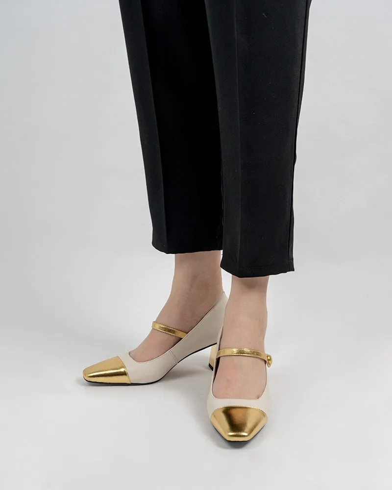Square Toe Chunky Mid-Heel Mary Jane Dress Pumps