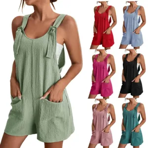 Summer Bodysuit Casual Romper Jumpsuit Women 2023 New Combinaison Femme Solid Color Adjustable Straps Overalls Macacão Feminino
