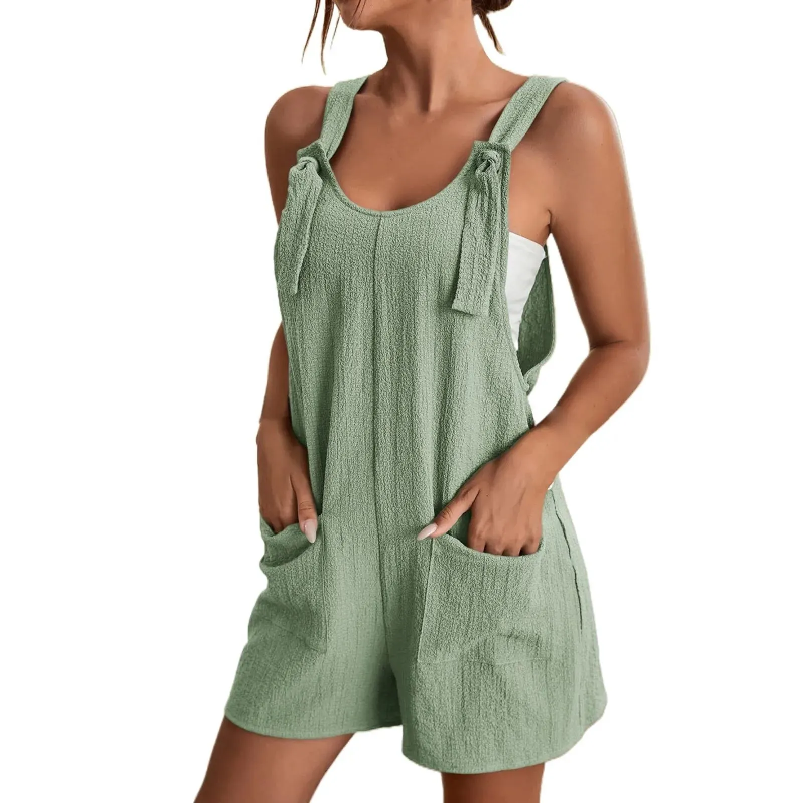 Summer Bodysuit Casual Romper Jumpsuit Women 2023 New Combinaison Femme Solid Color Adjustable Straps Overalls Macacão Feminino