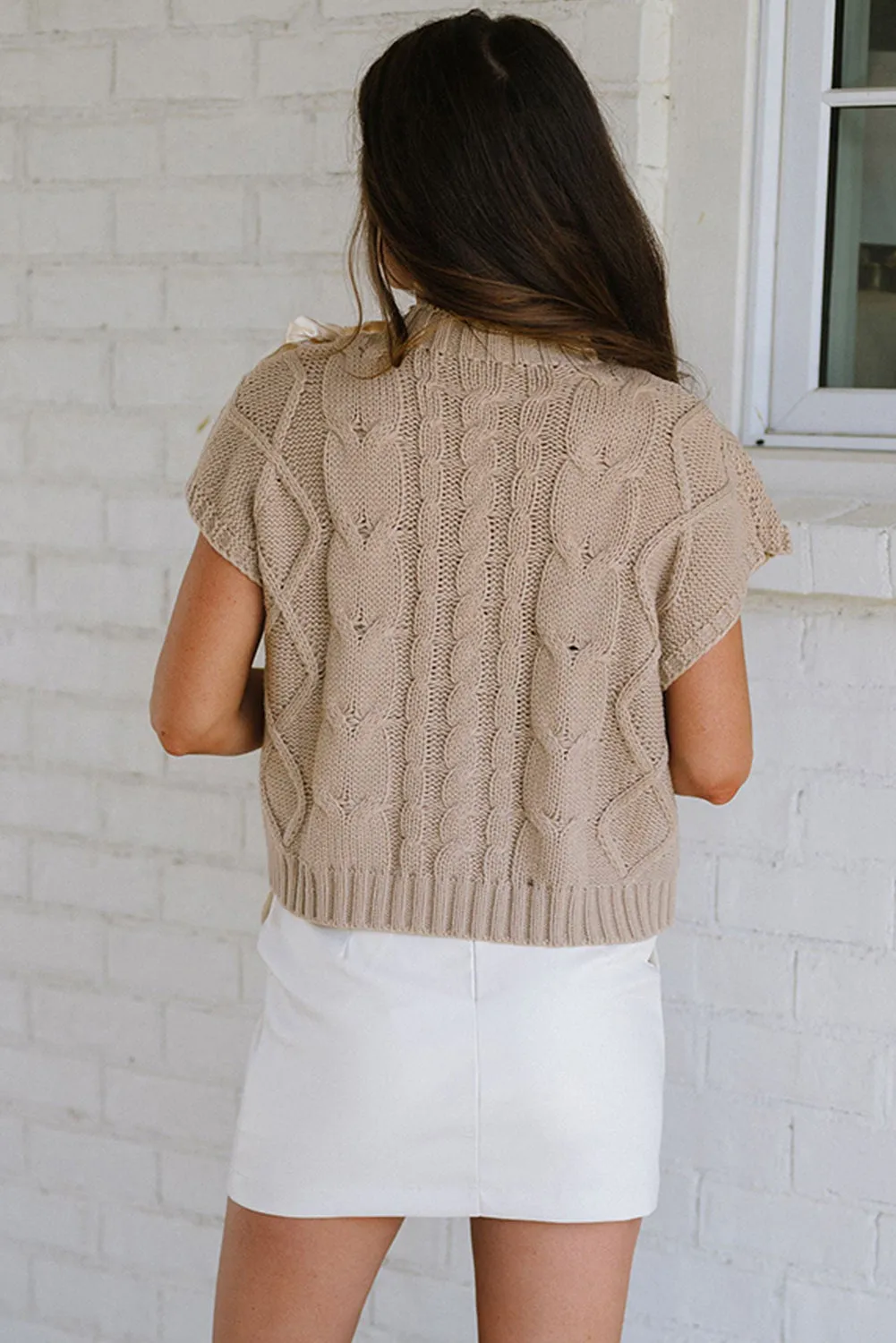 Sweet As Can Be Simply Taupe Cable Knit Top