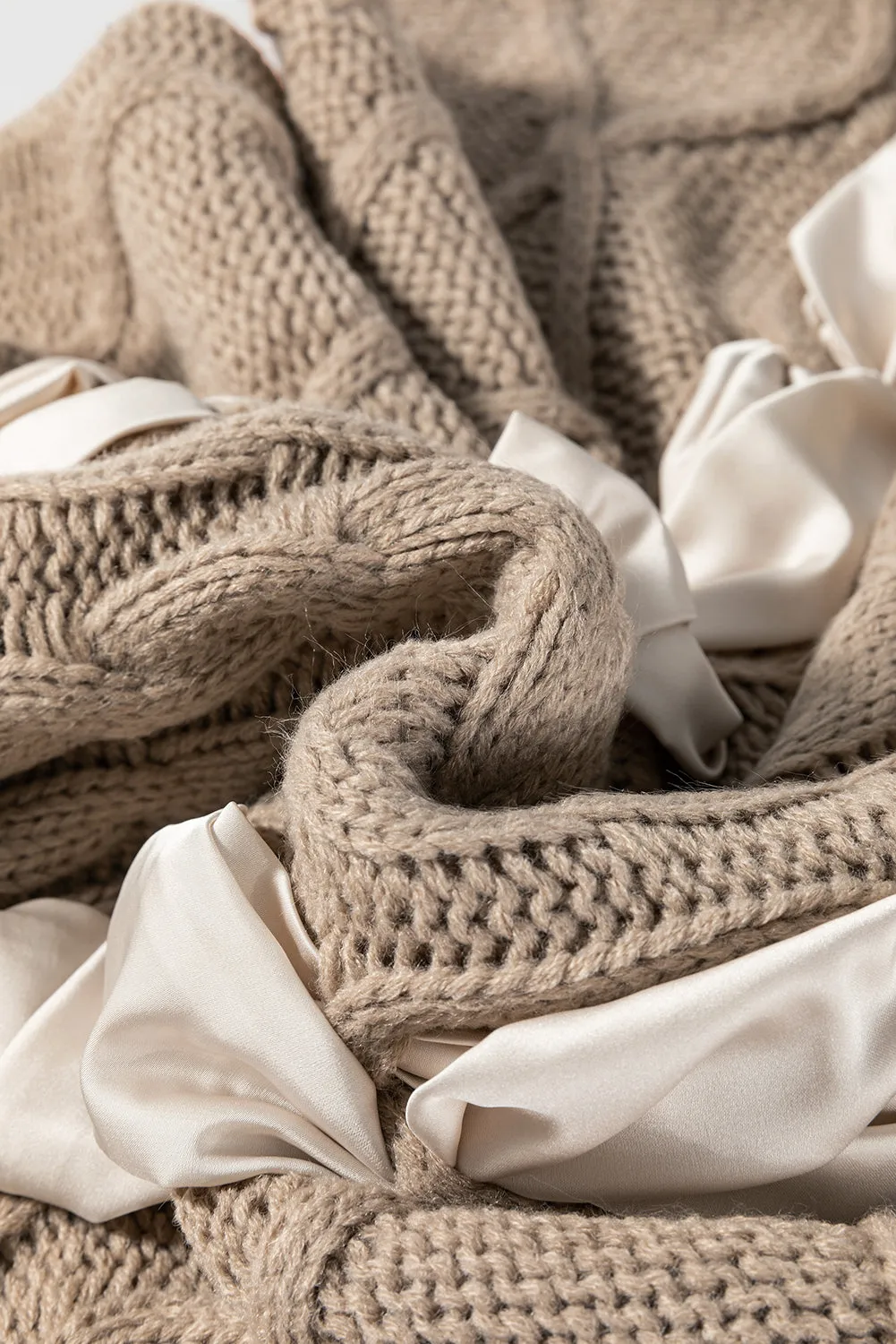 Sweet As Can Be Simply Taupe Cable Knit Top