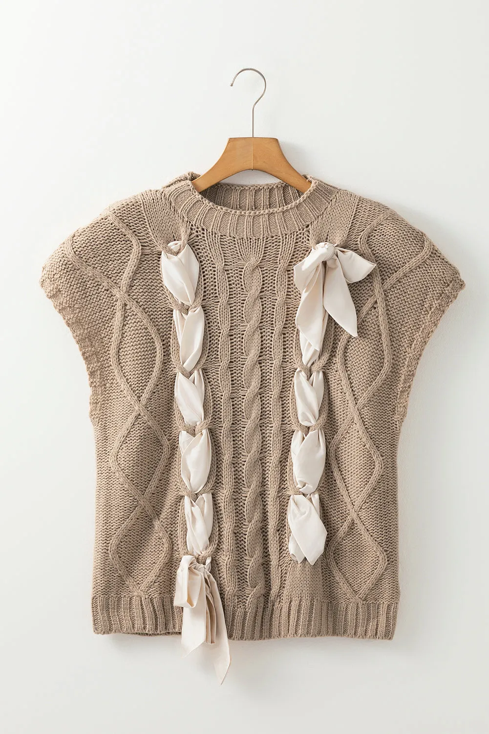 Sweet As Can Be Simply Taupe Cable Knit Top