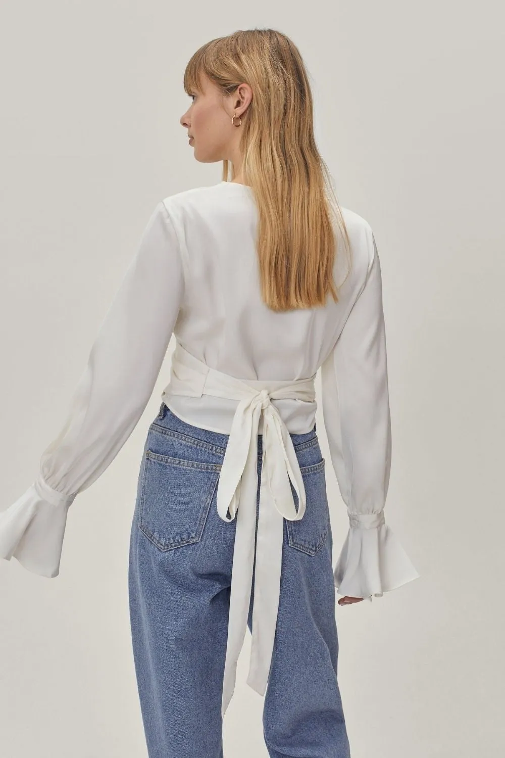 Tie Front Satin Blouse