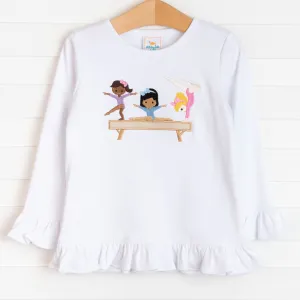 Tumble Time Applique Ruffle Shirt, White