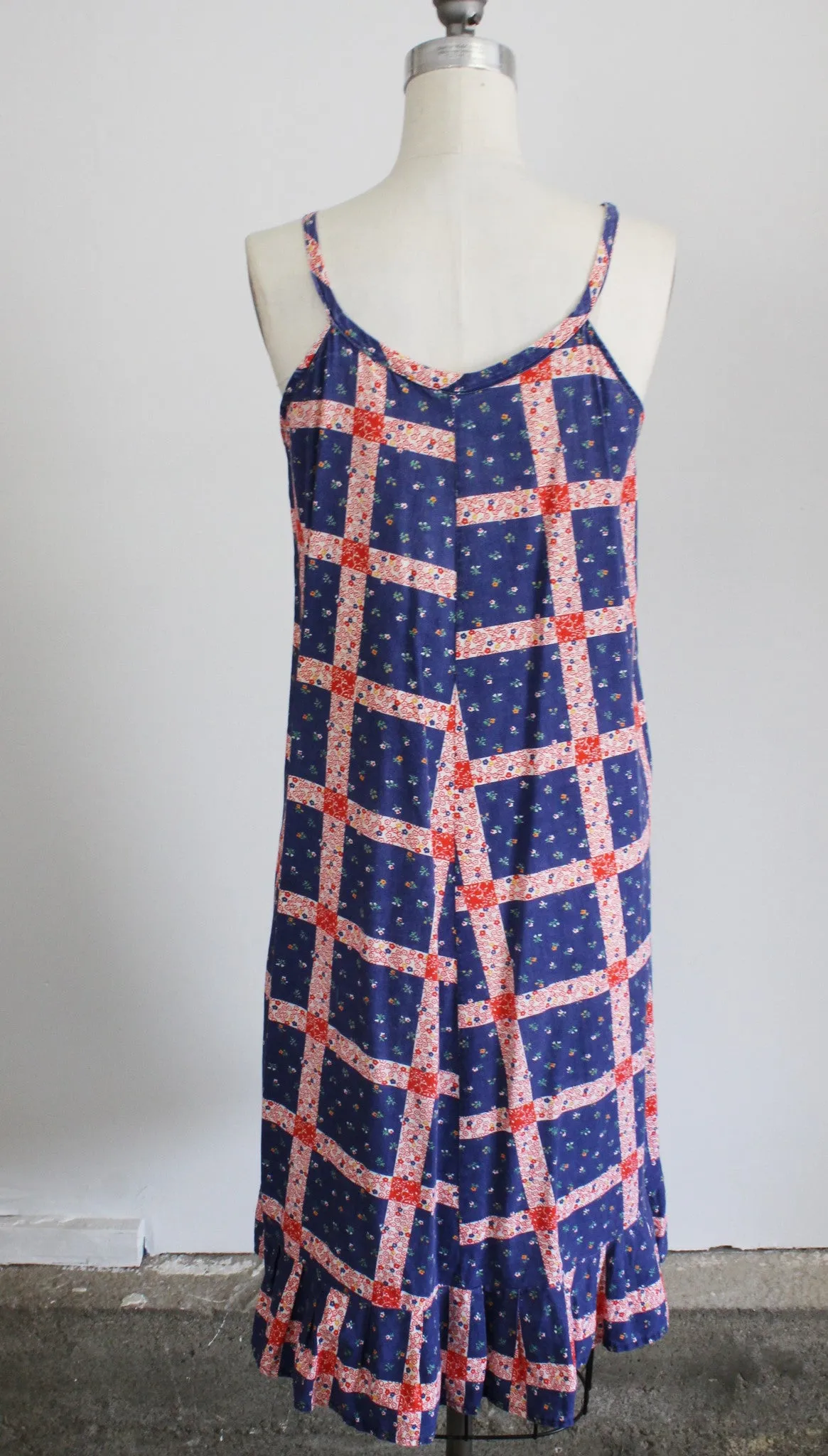Vintage 1960s 1970s Patchwork Peasant Dress