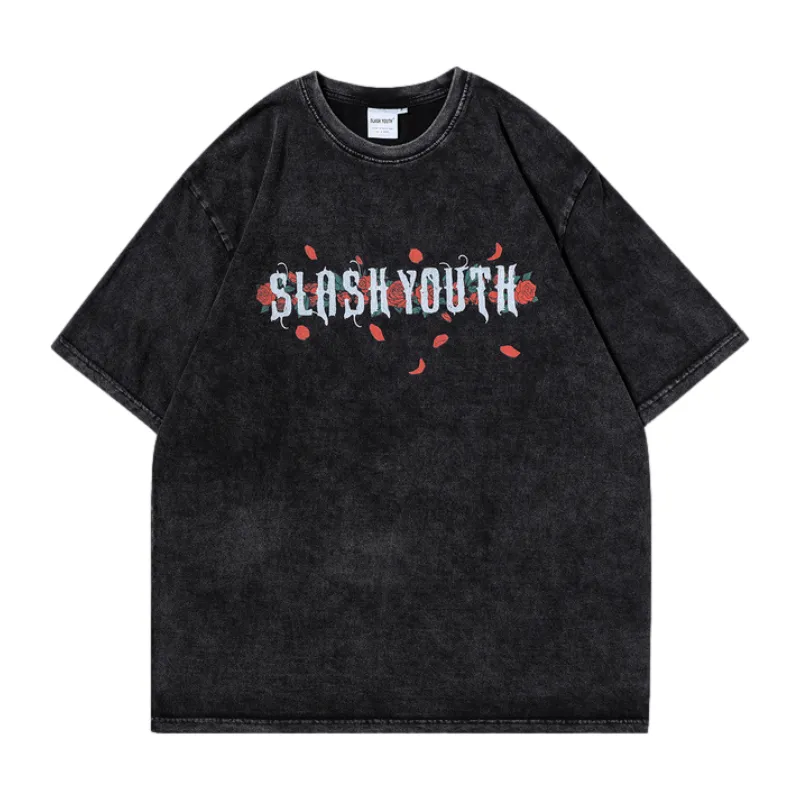 Vintage Cross Rose Print T-shirt
