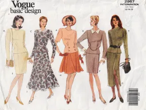 Vogue Basic Design 2967 Womens Tucked Waist Tops & Skirts 1990s Vintage Sewing Pattern Size 12 - 16 UNCUT Factory Folded