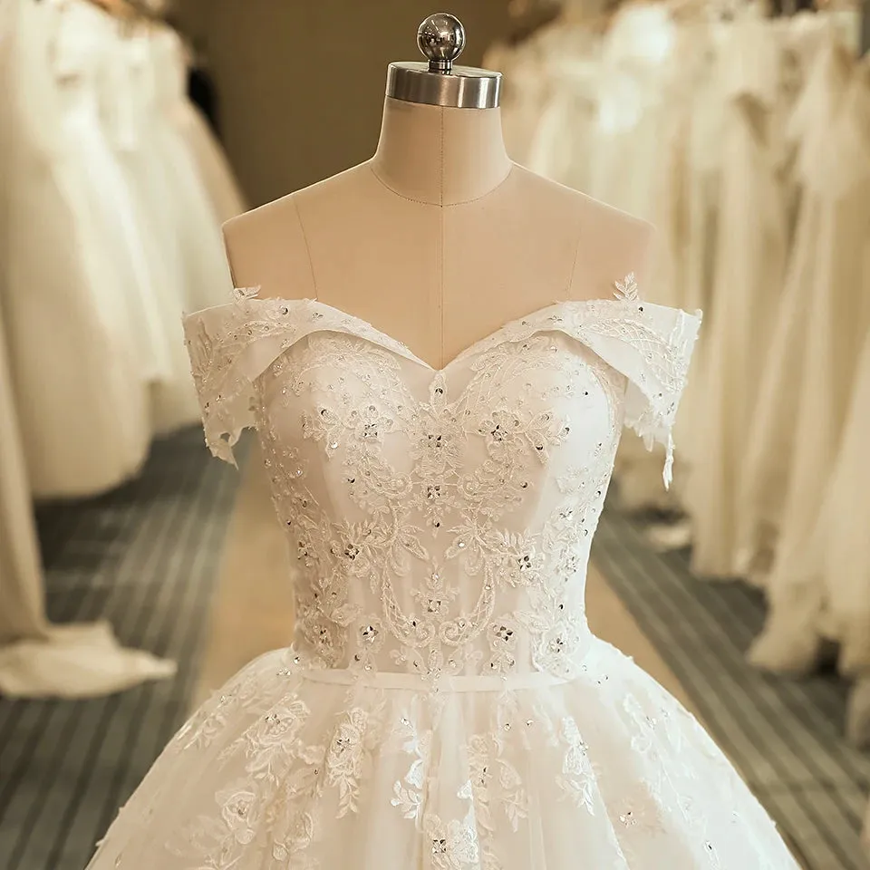 Wedding Bridal Dress Ball Gown Embroidery Lace applique Boho Wedding Dress