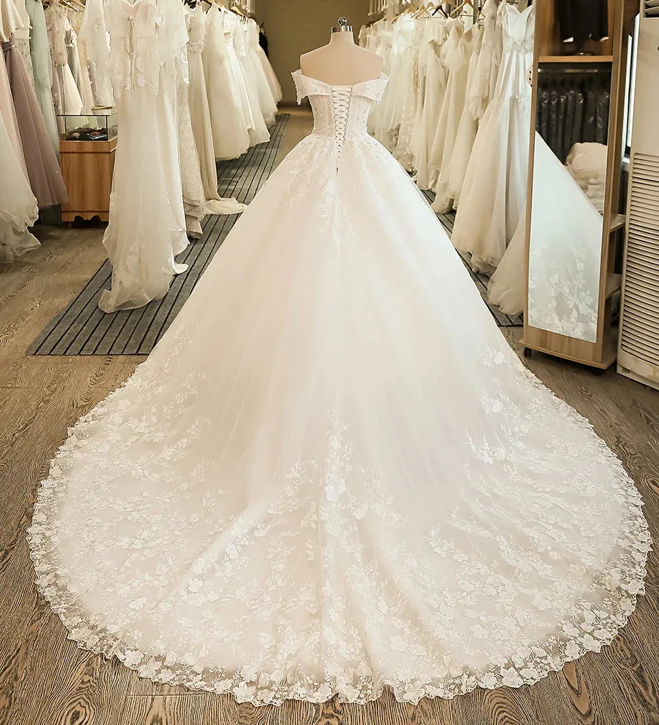 Wedding Bridal Dress Ball Gown Embroidery Lace applique Boho Wedding Dress