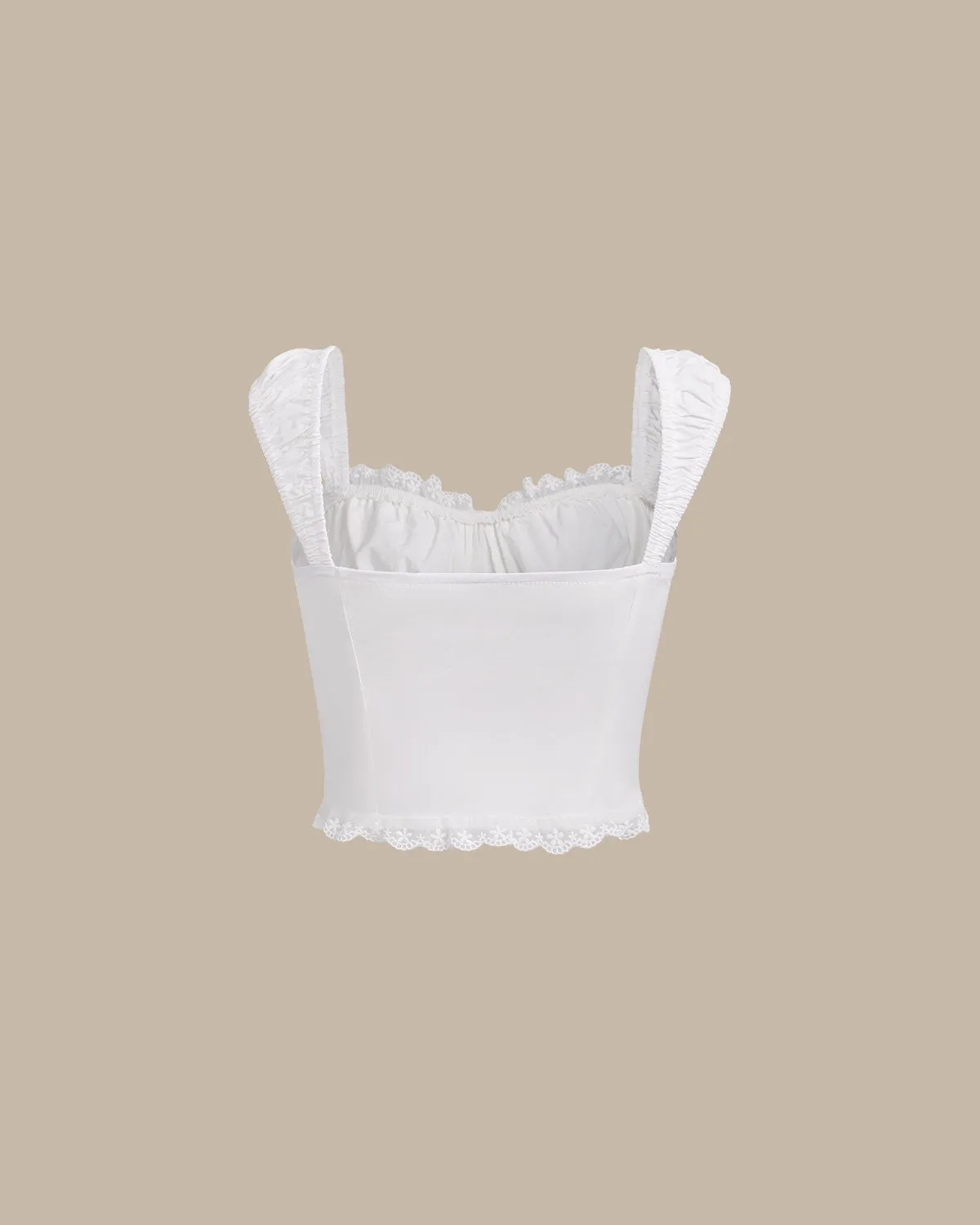 White Lace Cropped Tank Top
