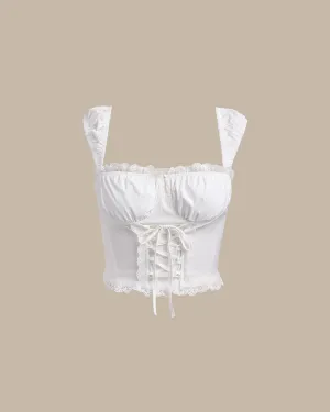 White Lace Cropped Tank Top