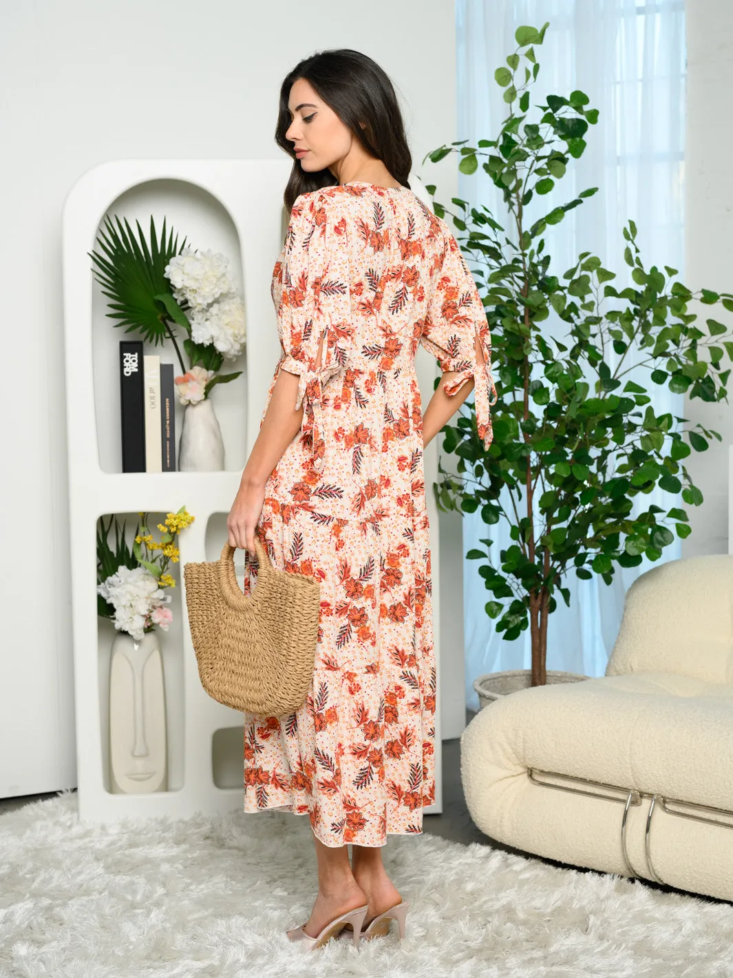 WOMEN'S SHORT SLEEVE TIERED BOHO MAXI DRESS