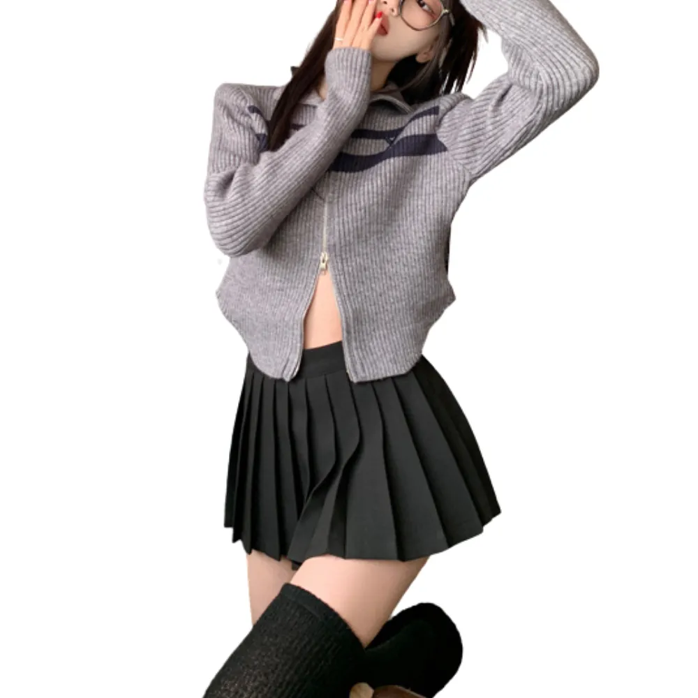 Women's Vintage Contrast Slim-fit Knit Cardigan