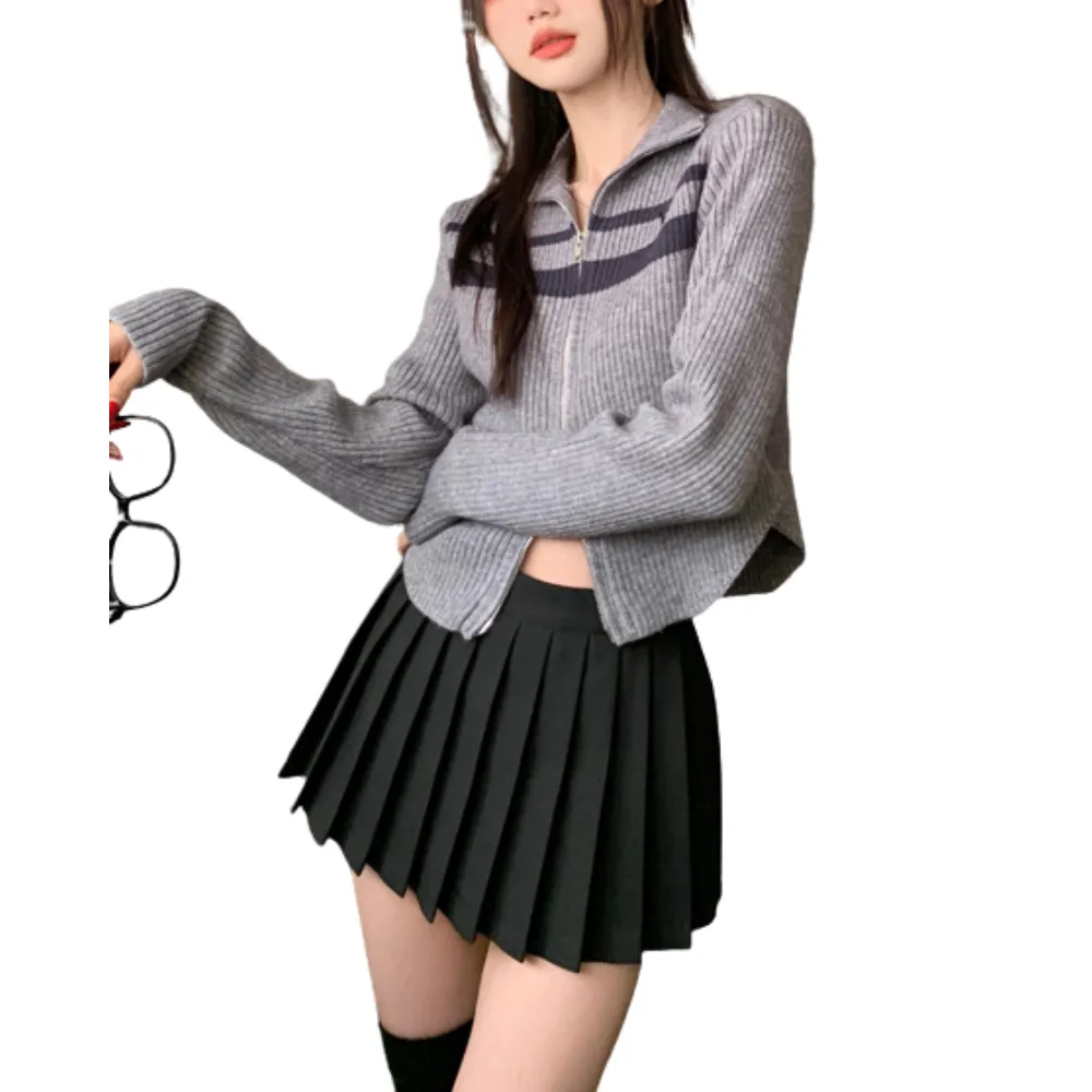 Women's Vintage Contrast Slim-fit Knit Cardigan
