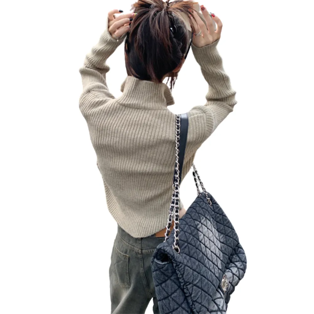 Women's Vintage Contrast Slim-fit Knit Cardigan