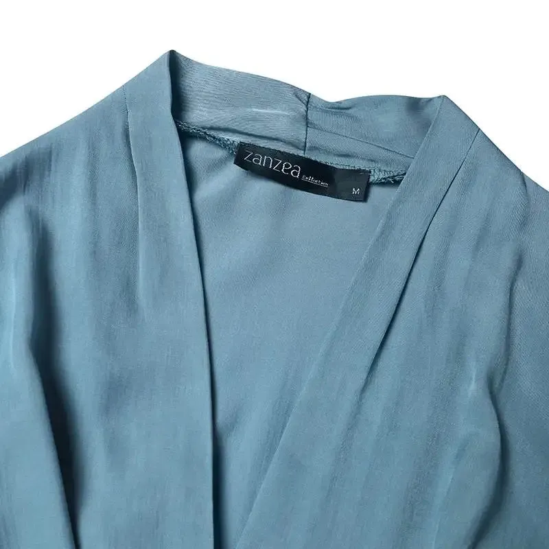 Wrapped Long Cuff Puff Sleeve Formal Blouse