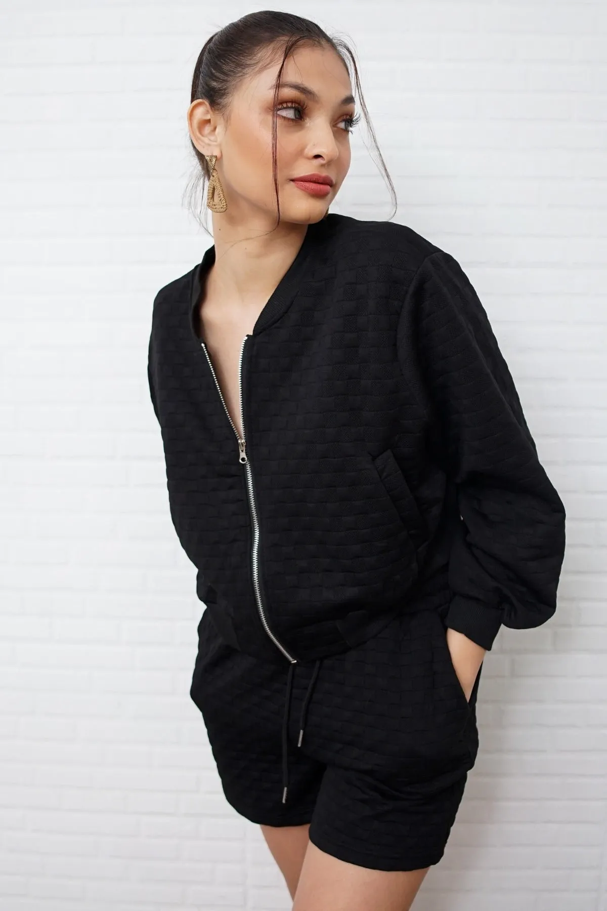 WYNTER Zip-Front Top & Shorts Co-ord (Black)